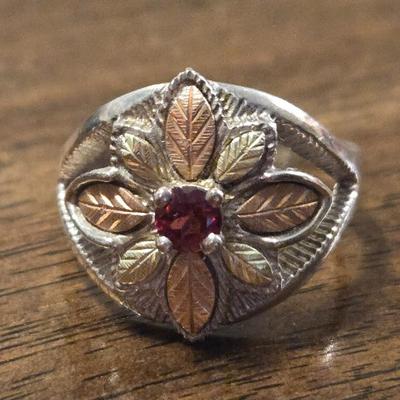 12k Gold & Sterling with Ruby Black Hills Gold Ring