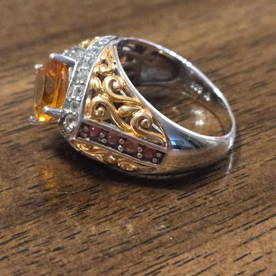 Sterling Silver, Gold over Sterling, and Citrine Ring