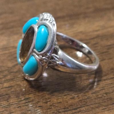 Sterling Silver, Turquoise, & Citrine Ring