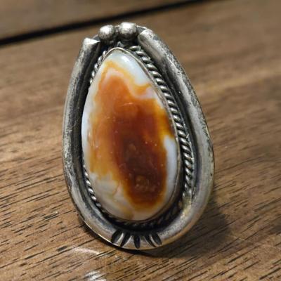 Navajo Sterling Silver and Agate Ring