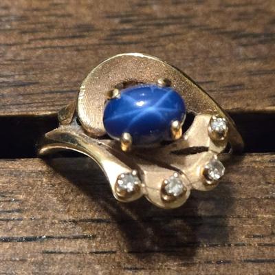 14k Gold Diamond and Sapphire