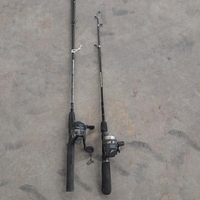 Zebco Model 4291 5' fishing pole and a telescoping fishing pole for backpacking