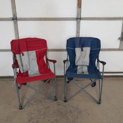 Two Member's Mark Portable Hard Armchairs with storage bags