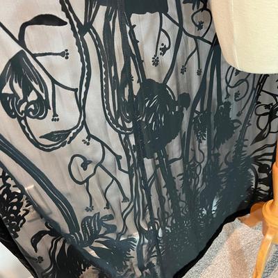 Tadashi Velvet Sheer Panel Evening Coat