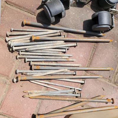 Smalls, big spikes, six casters, big scoop, unopened aluminum window screen