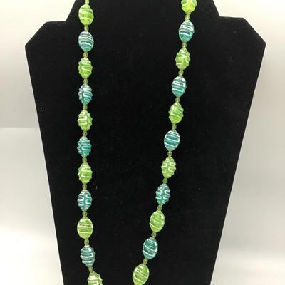 Hong Kong green and turquoise beaded necklace