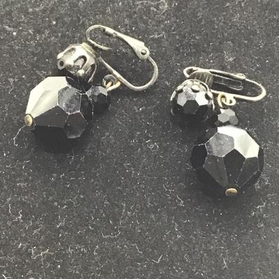 Black vintage clip on earrings