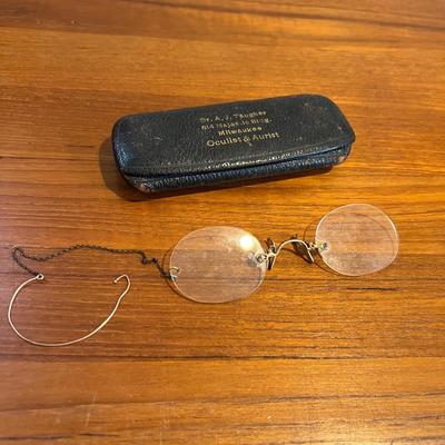 Antique Pince-Nez Spectacles Eyeglasses w Case