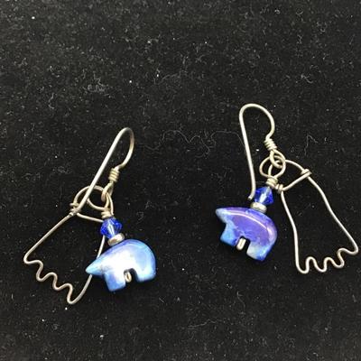 Native blue bear earrings