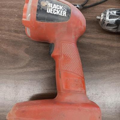 Black & Decker flashlight and drill with batteries and charger