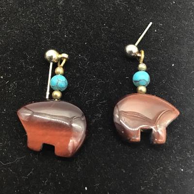 Native brown and turquoise design earrings