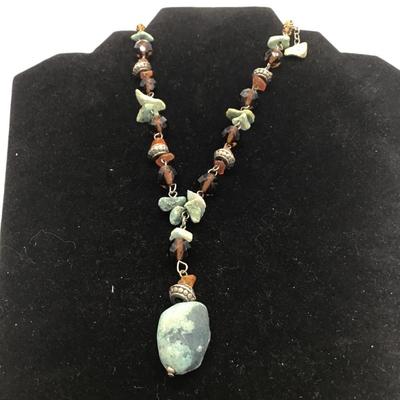 Boho gem and stone turquoise necklace