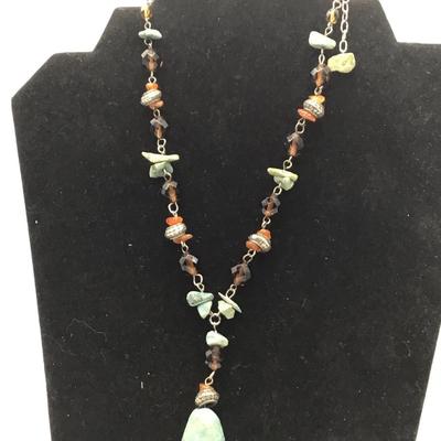 Boho gem and stone turquoise necklace