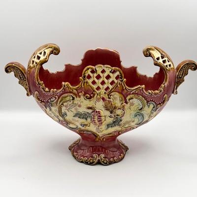 French Majolica Reticulated Vase