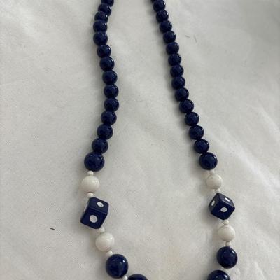 Vintage blue and white beaded necklace