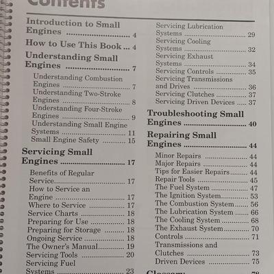 Small engine repair book with brand new car parts - U joints - Piston Ring Compressor - Trim panel retainers and more