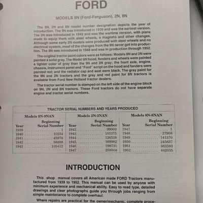 John Deere Tractor shop manual and Ford Tractor shop manuals