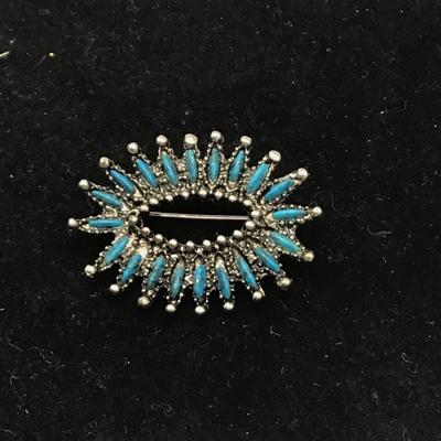 Turquoise beads brooch