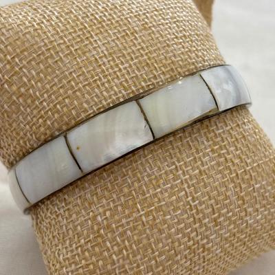 Brass with mother, pearl bangle bracelet