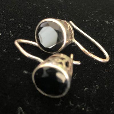 Sterling Silver And Onyx Vintage Earrings