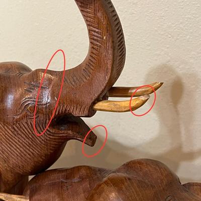 Hand Carved Wood Elephant Statue ~ *Read Details