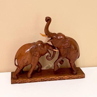 Hand Carved Wood Elephant Statue ~ *Read Details