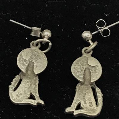 Sewier wolf and moon earrings