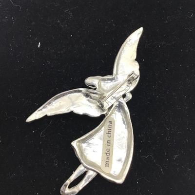 Silver tone angel pin