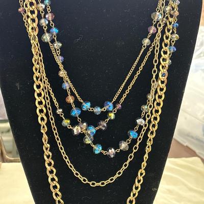 Gorgeous five strand faceted glass vintage style necklace