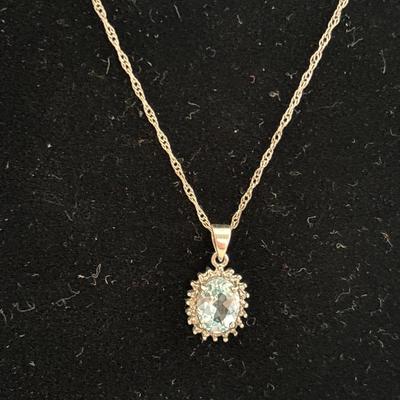 Sterling silver 925. light blue stone necklace