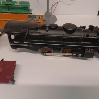 Marx 666 Die- Cast Steam Locomotive Engine Smoker Santa FE train & track set