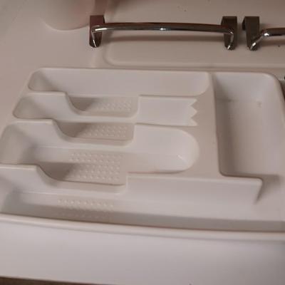 Kitchen essentials - silverware trays - pitcher - crockpot - towel hangers - and more