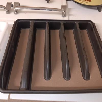 Kitchen essentials - silverware trays - pitcher - crockpot - towel hangers - and more