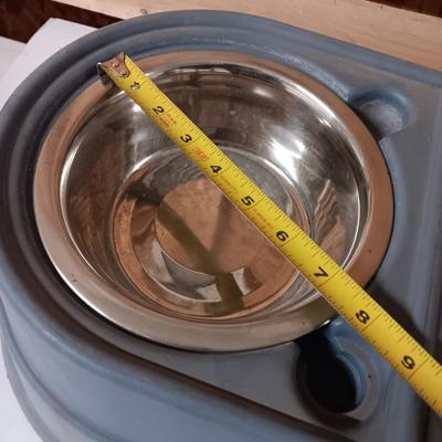 Our pets raised water & food bowls with stand = stainless steel
