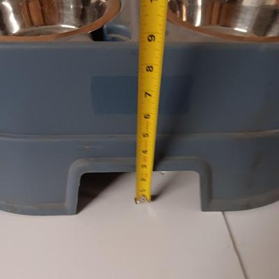 Our pets raised water & food bowls with stand = stainless steel