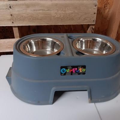 Our pets raised water & food bowls with stand = stainless steel