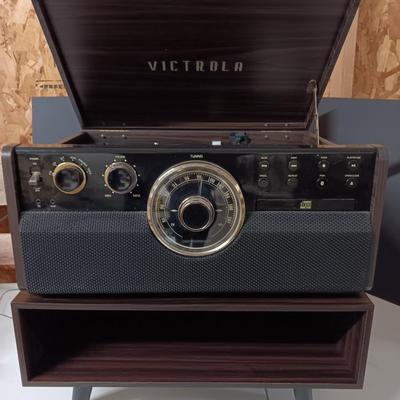 Victrola Entertainment center with matching stand - AM/FM - Turntable - CD & Cassette