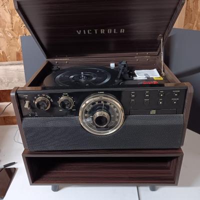 Victrola Entertainment center with matching stand - AM/FM - Turntable - CD & Cassette