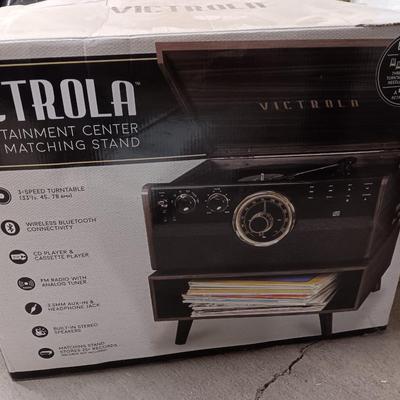 Victrola Entertainment center with matching stand - AM/FM - Turntable - CD & Cassette