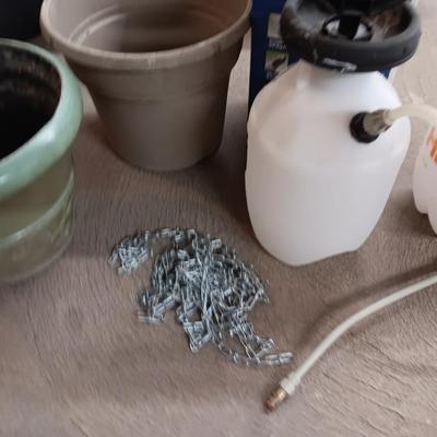 Plastic flowerpots - Weed sprayers - and small chain