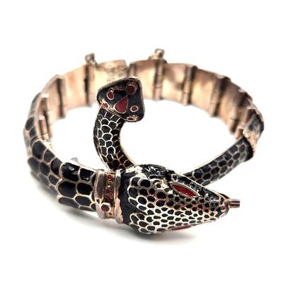 Lot #121D Silver bracelet marked 950 Silver - Reticulated Snake