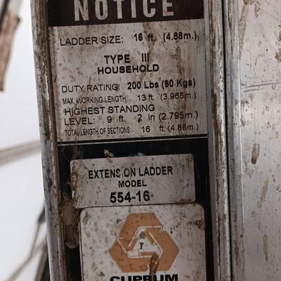 Cuprum Extension Ladder Model 554-16 Ladder size 16 foot - 200 lb. duty rating