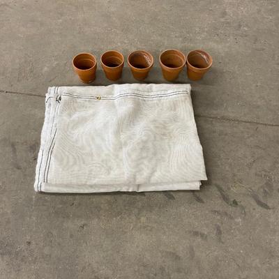 Shade Tarp and Clay Pots
