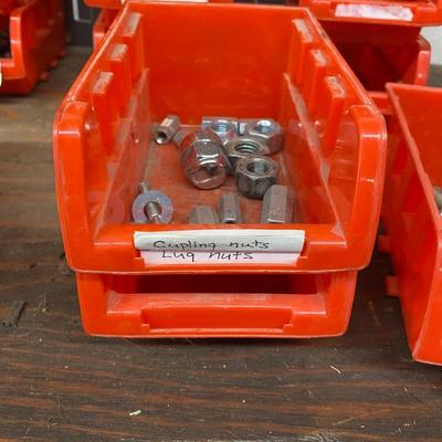 Wall organizer bins full of hardware and more!