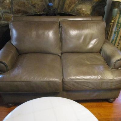 Real Leather Two Cushion Loveseat