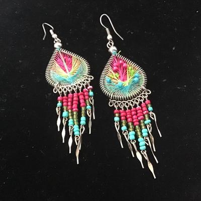 Colorful Dangling Peacock Earrings