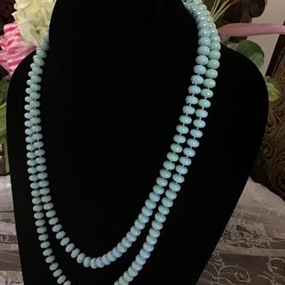 Iridescent blue Faux Beaded Necklace