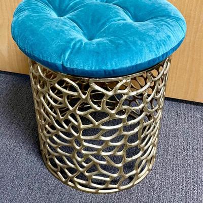 Gold Cast Metal Lattice Indoor / Outdoor Footstool / Stool / Table Base with Cushion