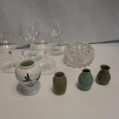 Vintage Crystal & Miniature Pottery Vases Diana Cornin
