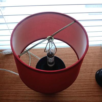 2 MATCHING GLASS BASE LAMPS AND A BOX WITH A LID